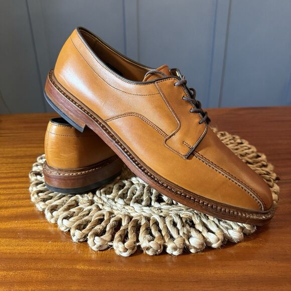 Allen Edmonds Mens Size 12 Hillcrest Leather Blucher Bicycle‑Toe Oxfords Brown - Picture 4 of 14